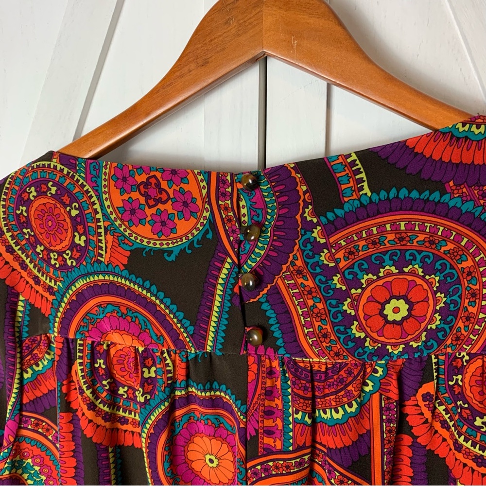 SOLD ❤️ Trina Turk Medallion Mandala 100% Silk 3/4 Length Long Sleeve Dress Sz 8 - Picture 9 of 16